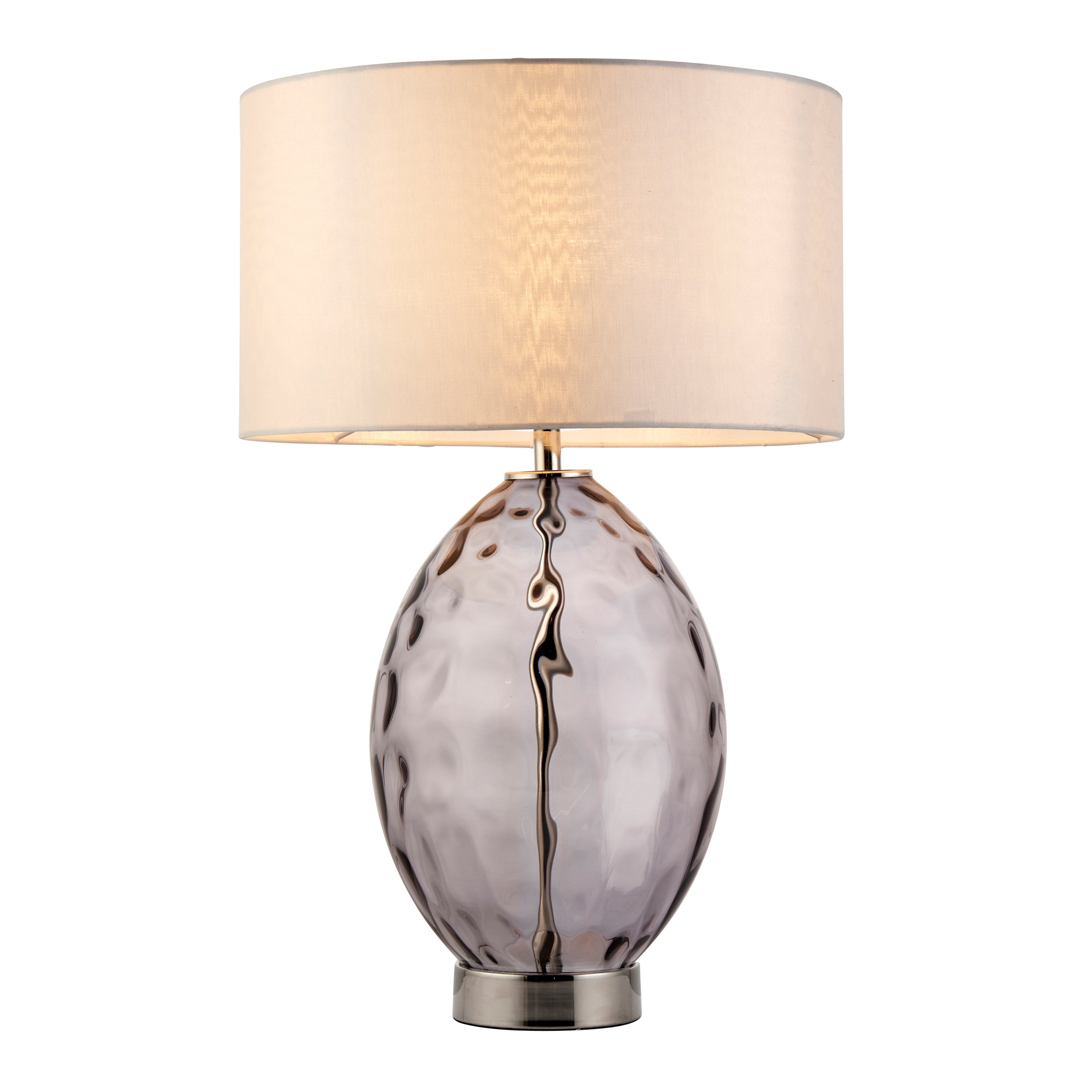Willow Bright Nickel & Dimple Smoked Glass Table Lamp